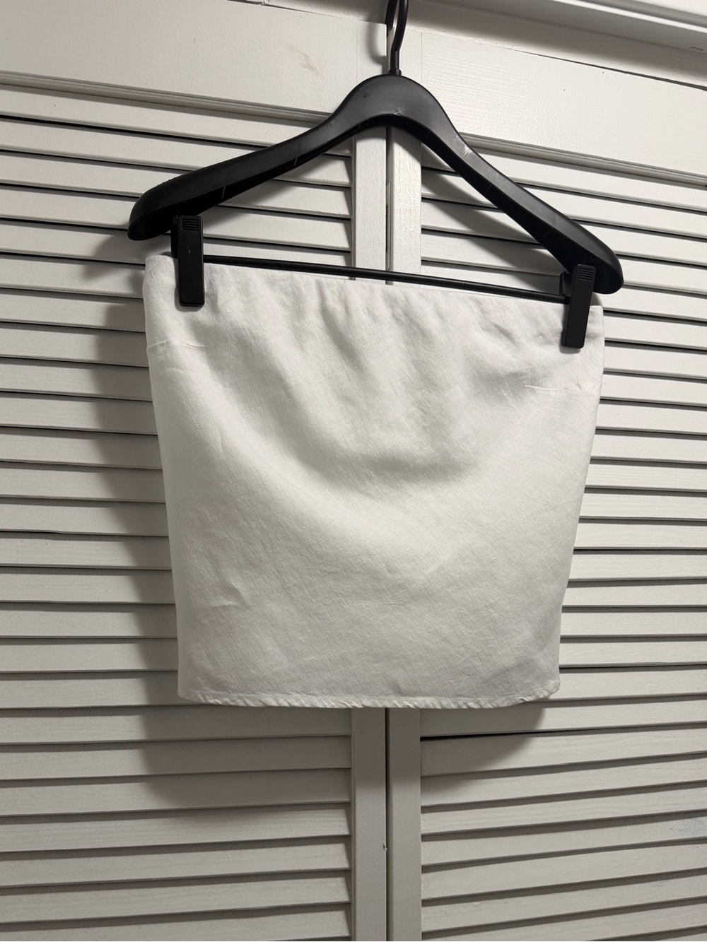 Quince White Linen Strapless Tube Top Smocked Back Minimalist M - Picture 3 of 10